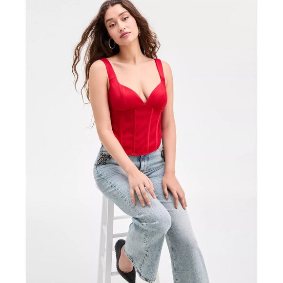 GUESS Women's J'Adore Sleeveless Sweetheart Red Corset Top Size M NWT - Picture 3 of 6